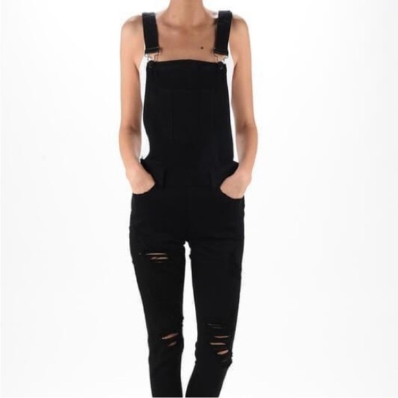 Kancan black distressed overalls size XS NWT‎ - Picture 1 of 11